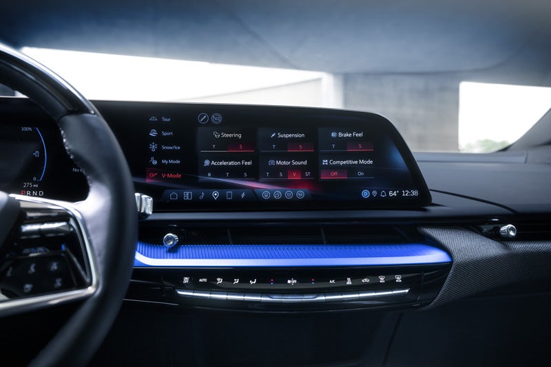 The 2026 OPTIQ-V Display Screen Displaying the V-Mode Settings | D'ELLA Cadillac in QUEENSBURY NY