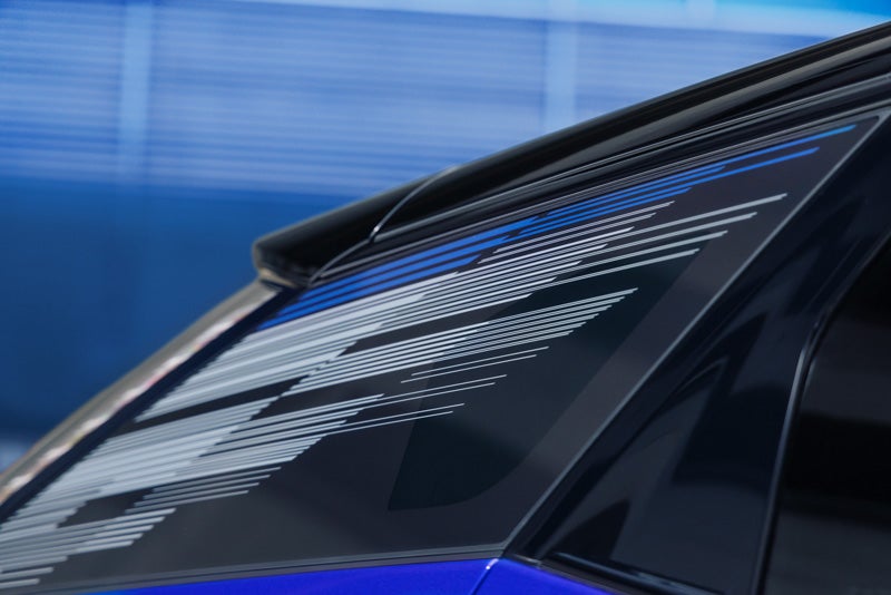 Close-up of the Modern Pattern on the 2026 OPTIQ-V Rear Quarter Glass | D'ELLA Cadillac in QUEENSBURY NY